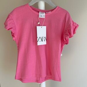 ✨NEW Zara Short Sleeve Ruffle T-Shirt 3-4 Years